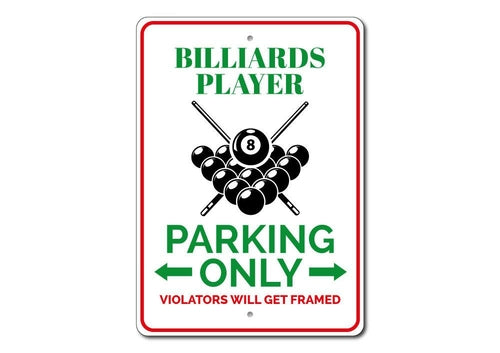 Billiards Player Parking Sign