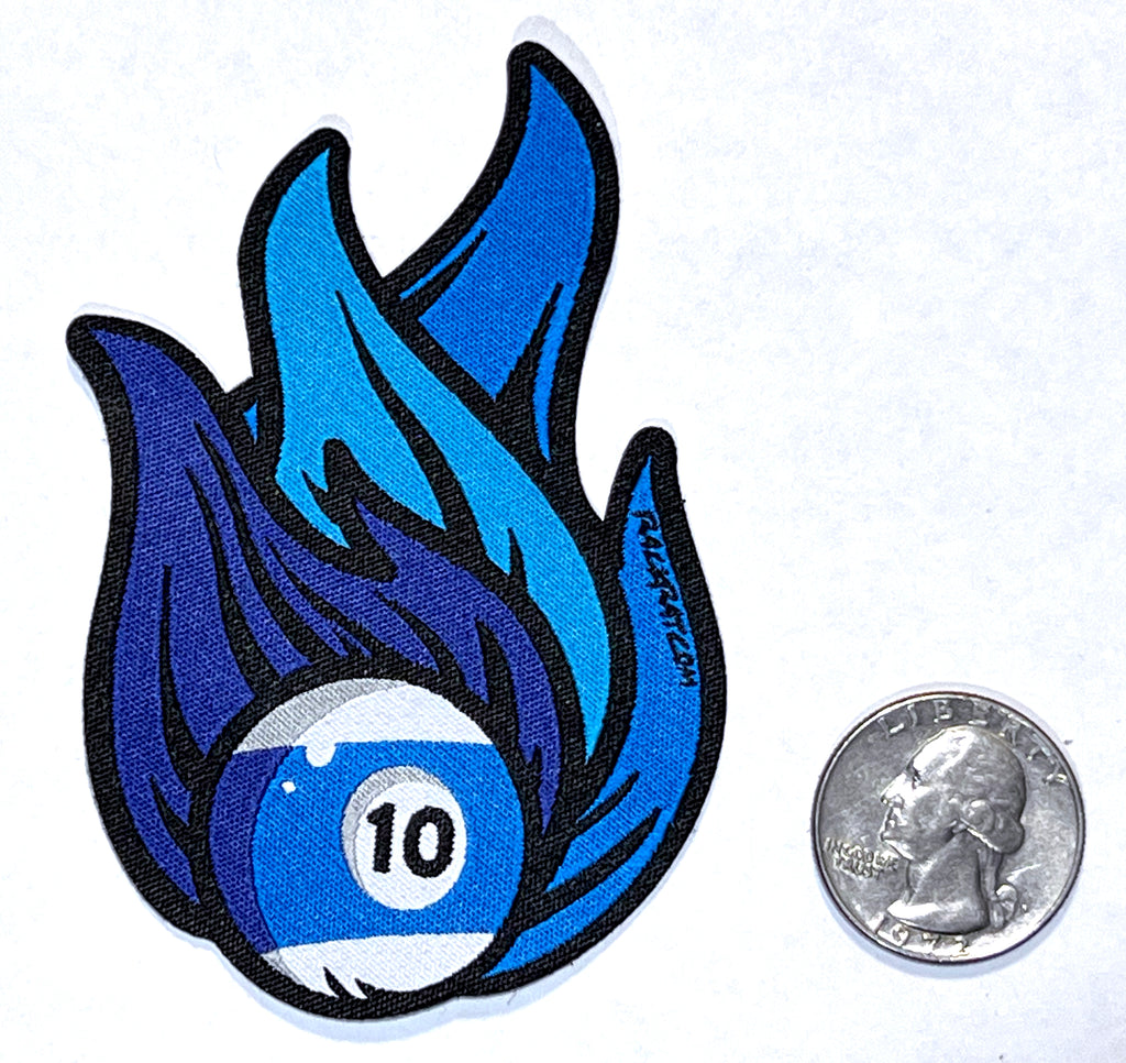 Blue flame 10 ball Patch